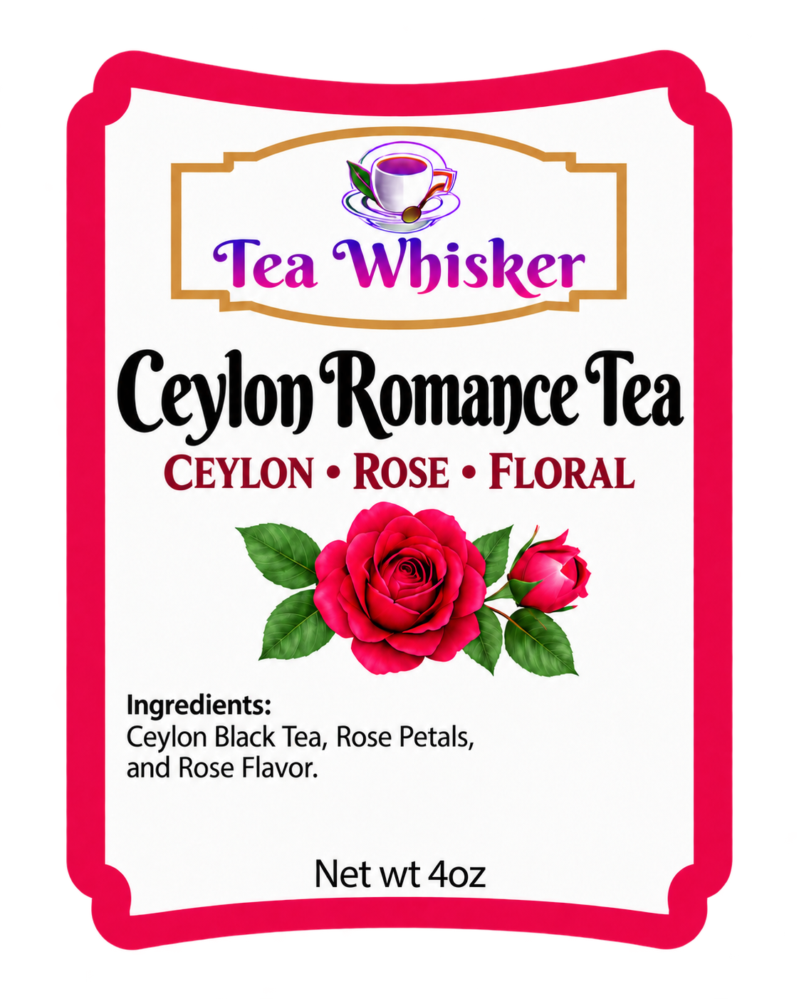 Ceylon Romance Tea product label