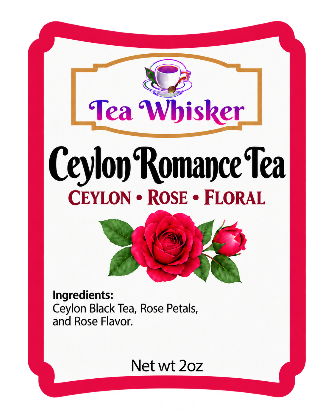 Ceylon Romance Tea 2 oz label