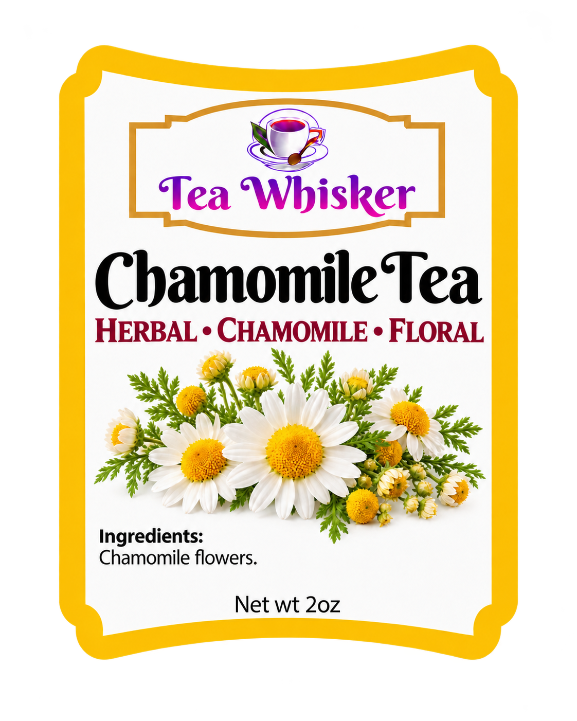 Chamomile Tea 2 oz label