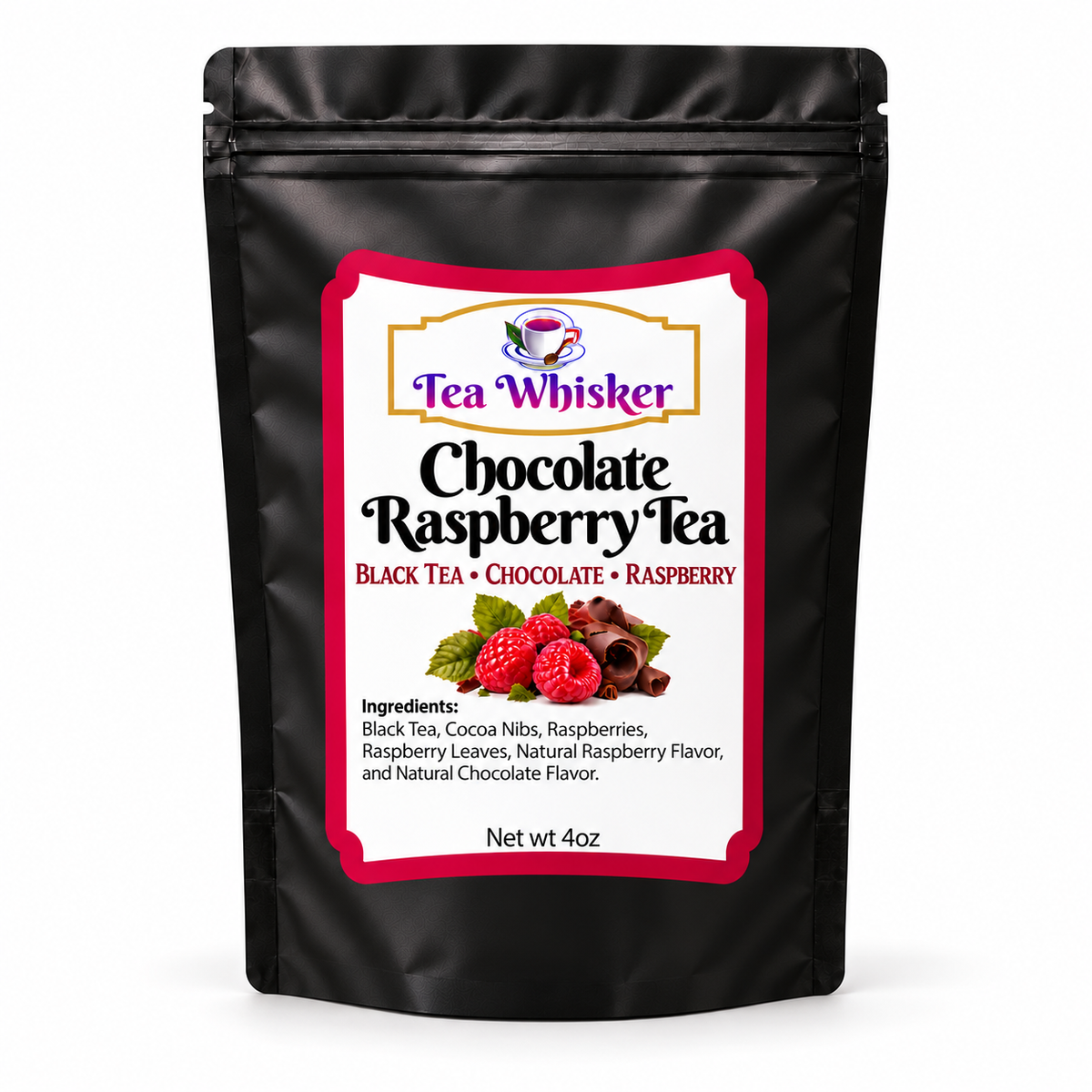 Chocolate Raspberry Tea bag on white