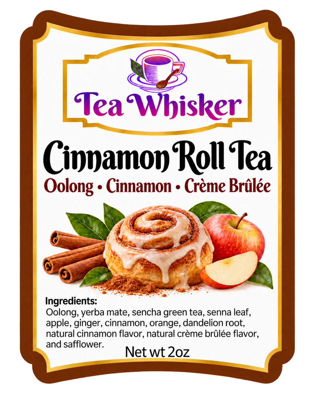 Cinnamon Roll Tea 2 oz label