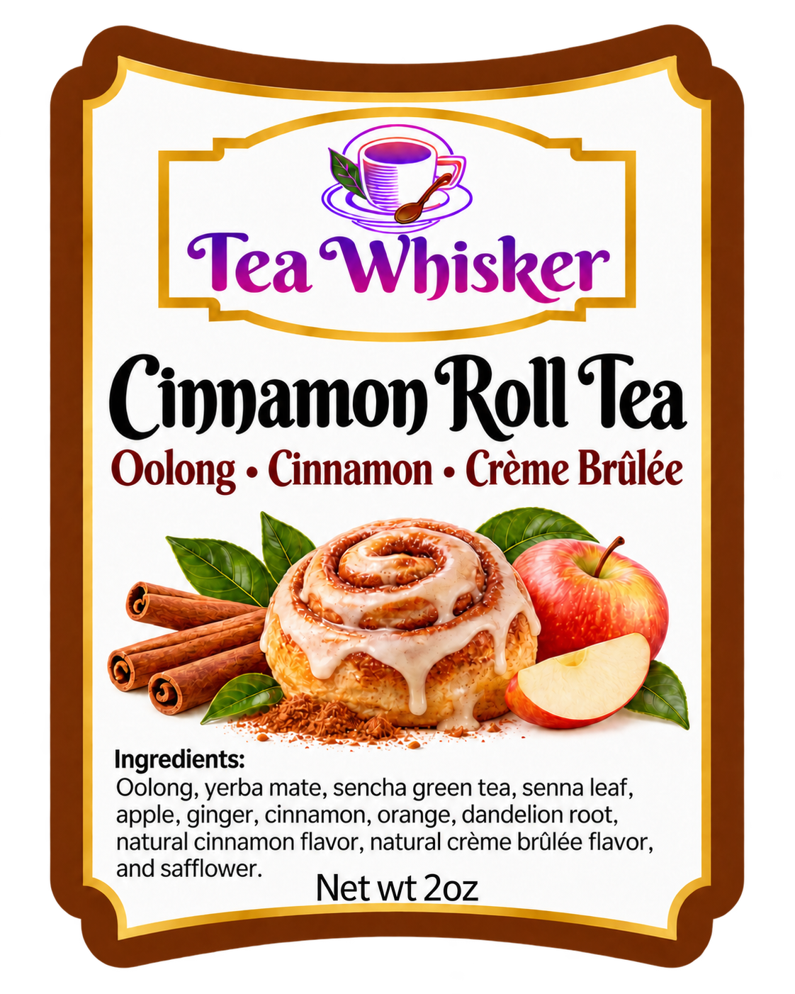 Cinnamon Roll Tea 2 oz label