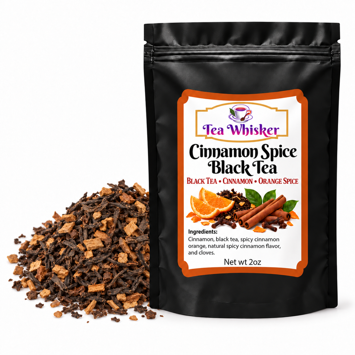 Cinnamon Spice Black Tea 2 oz bag with tea