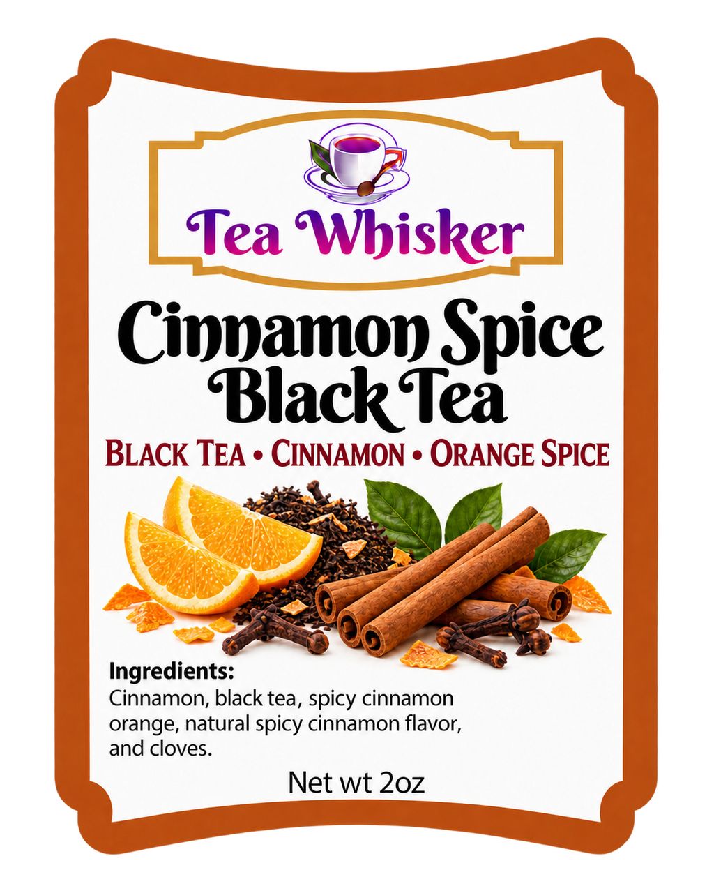 Cinnamon Spice Black Tea 2 oz label