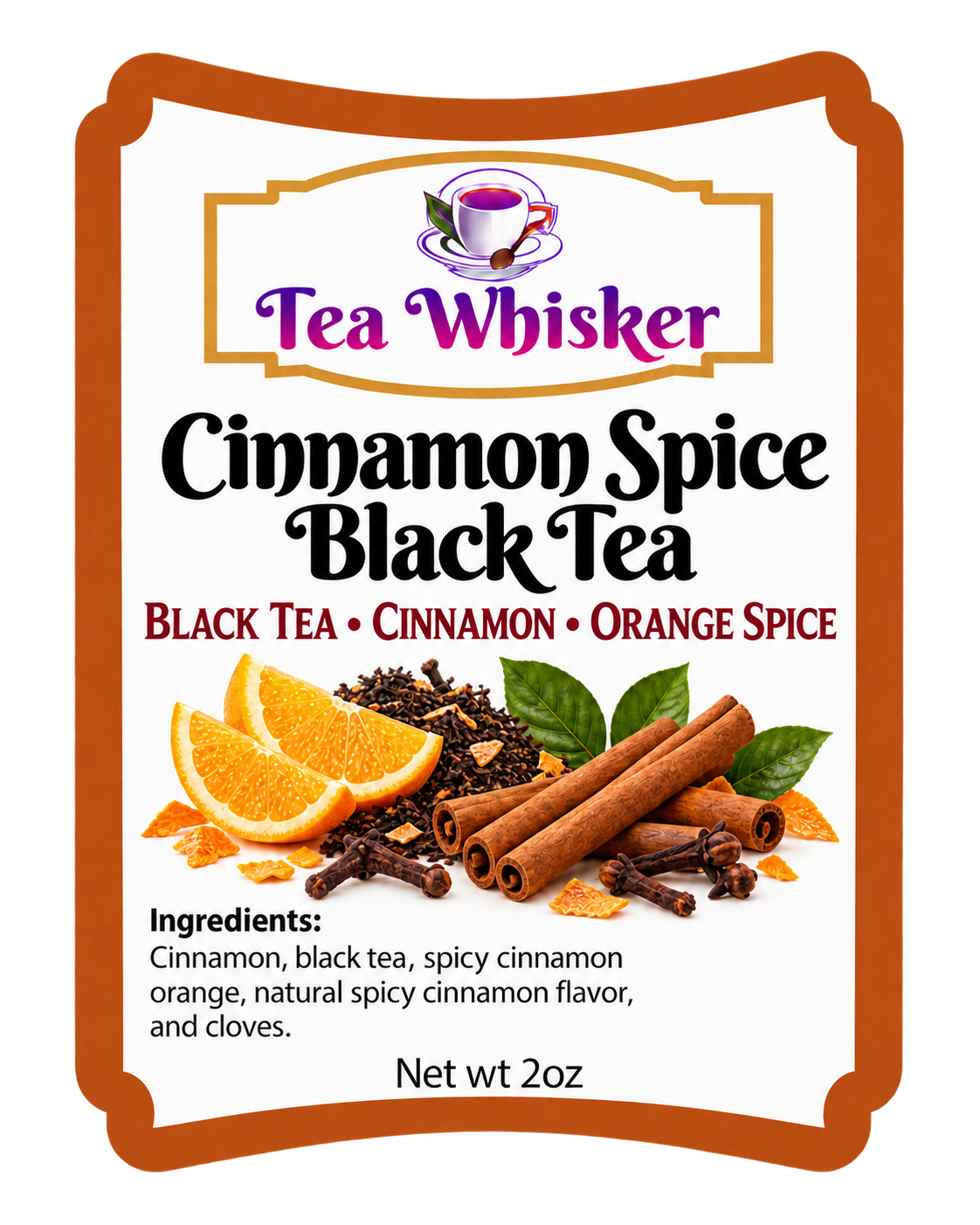 Cinnamon Spice Black Tea 2 oz label