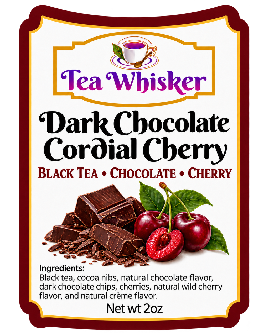 Dark Chocolate Cordial Cherry 2 oz — front label
