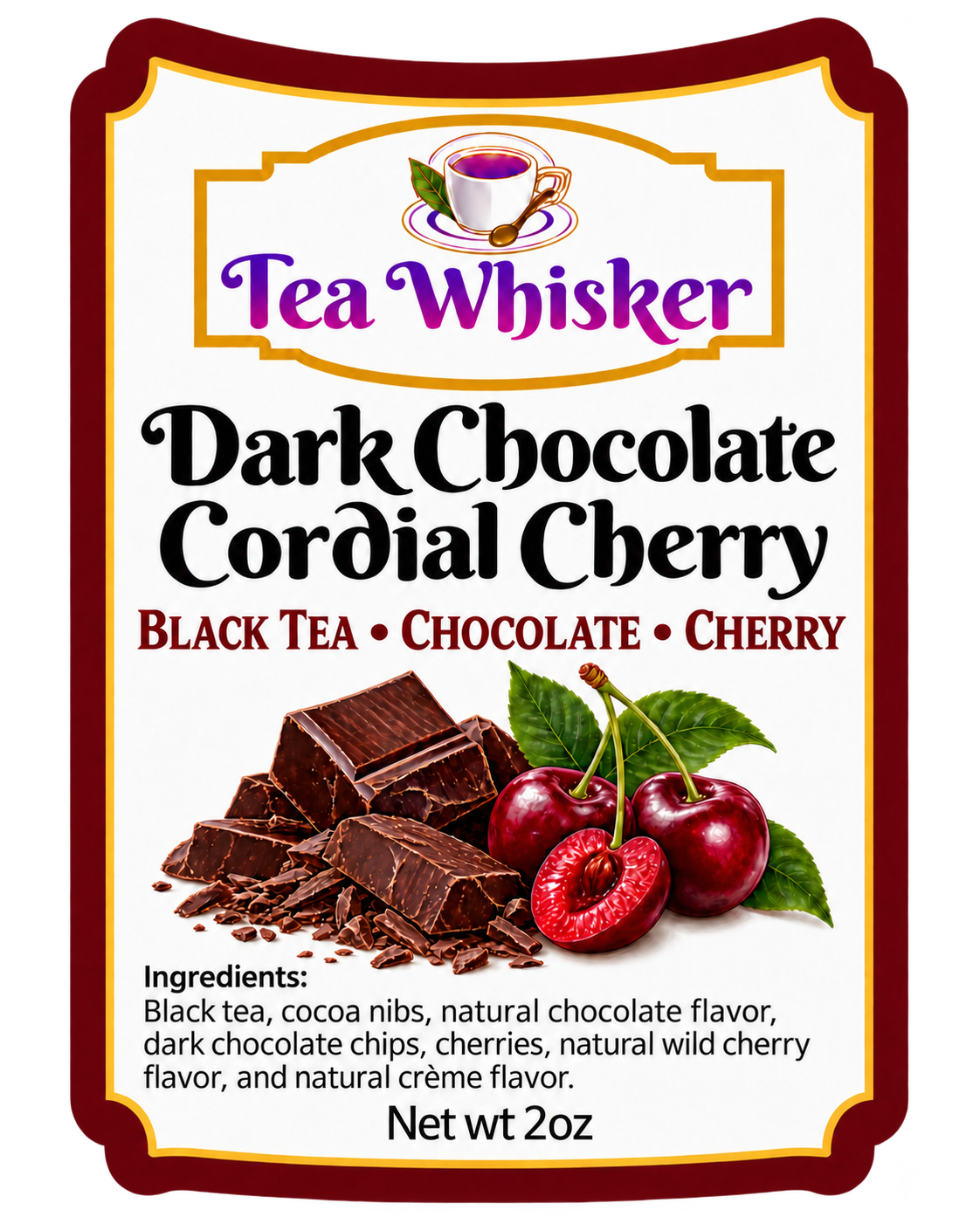 Dark Chocolate Cordial Cherry 2 oz — front label
