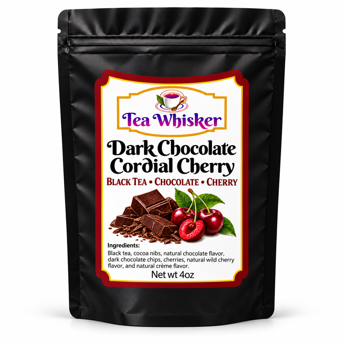 Dark Chocolate Cordial Cherry — labeled bag