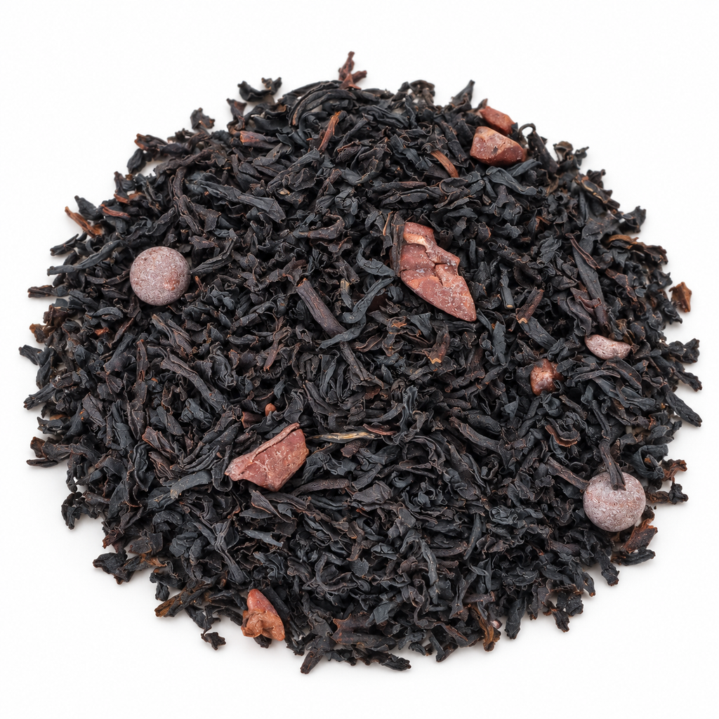 Dark Chocolate Cordial Cherry — loose leaf tea pile