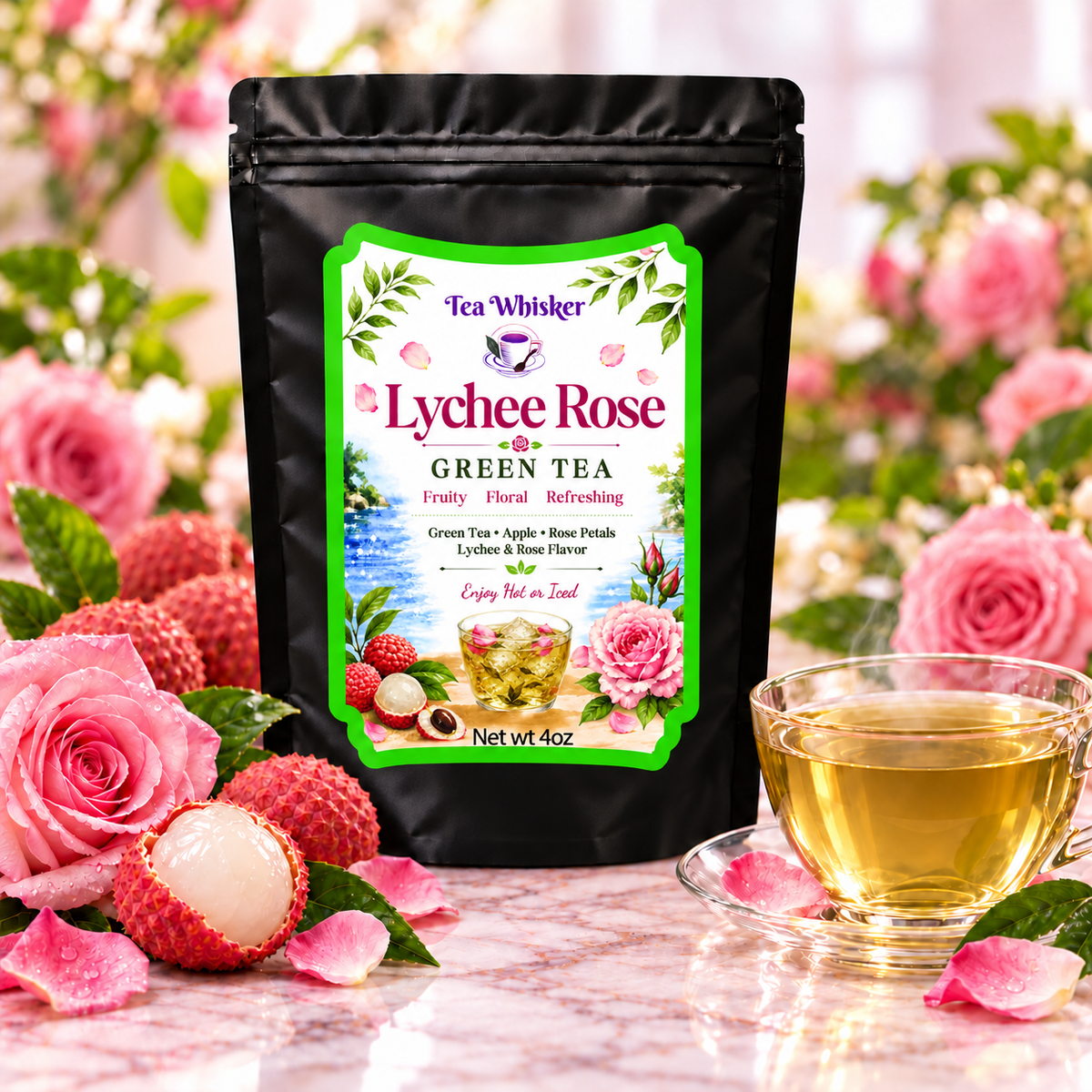 Lychee Rose Green Tea — 4 oz hero