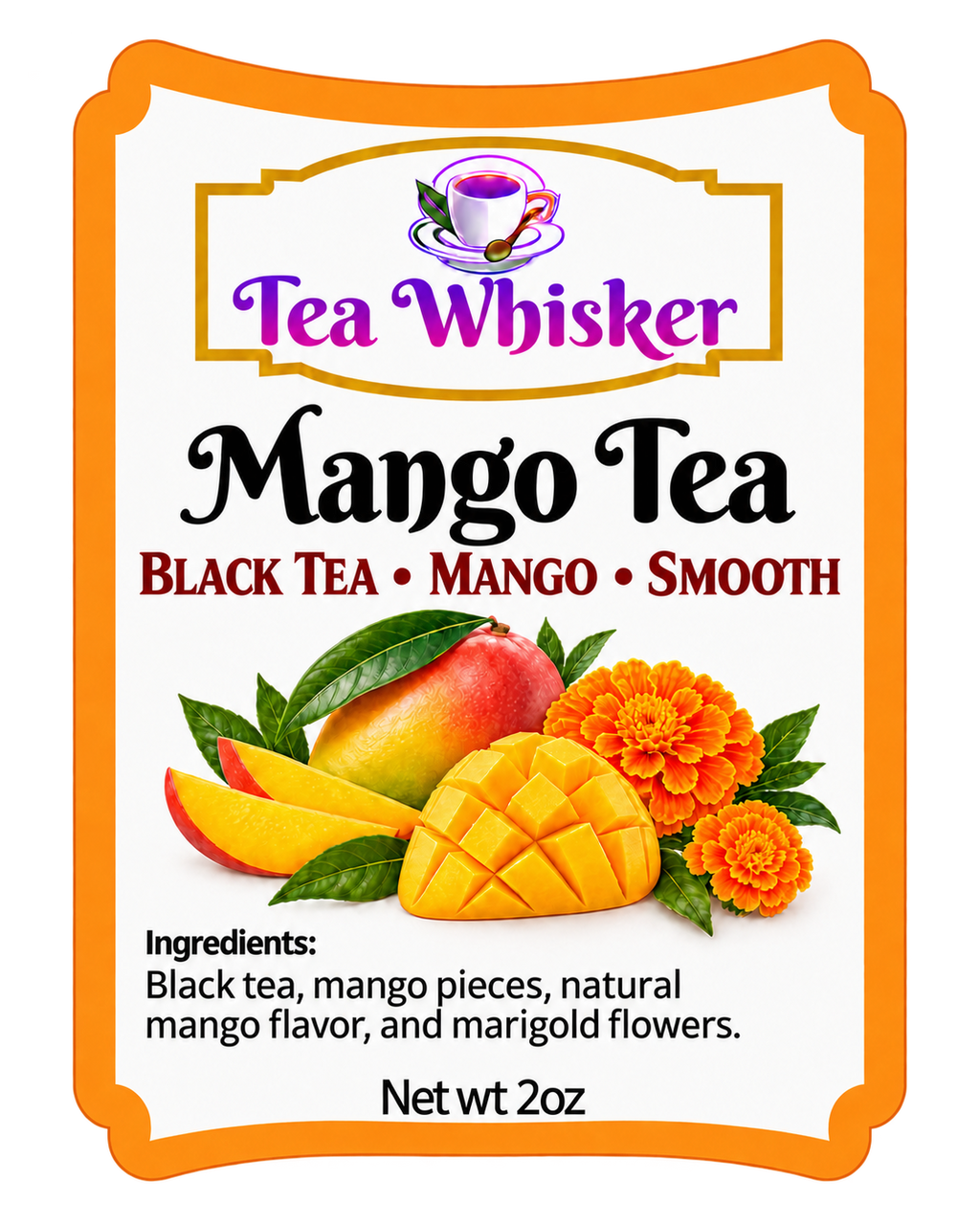 Mango Tea 2 oz label