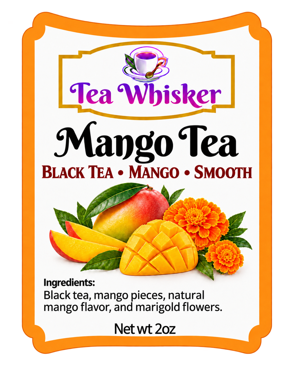 Mango Tea 2 oz label