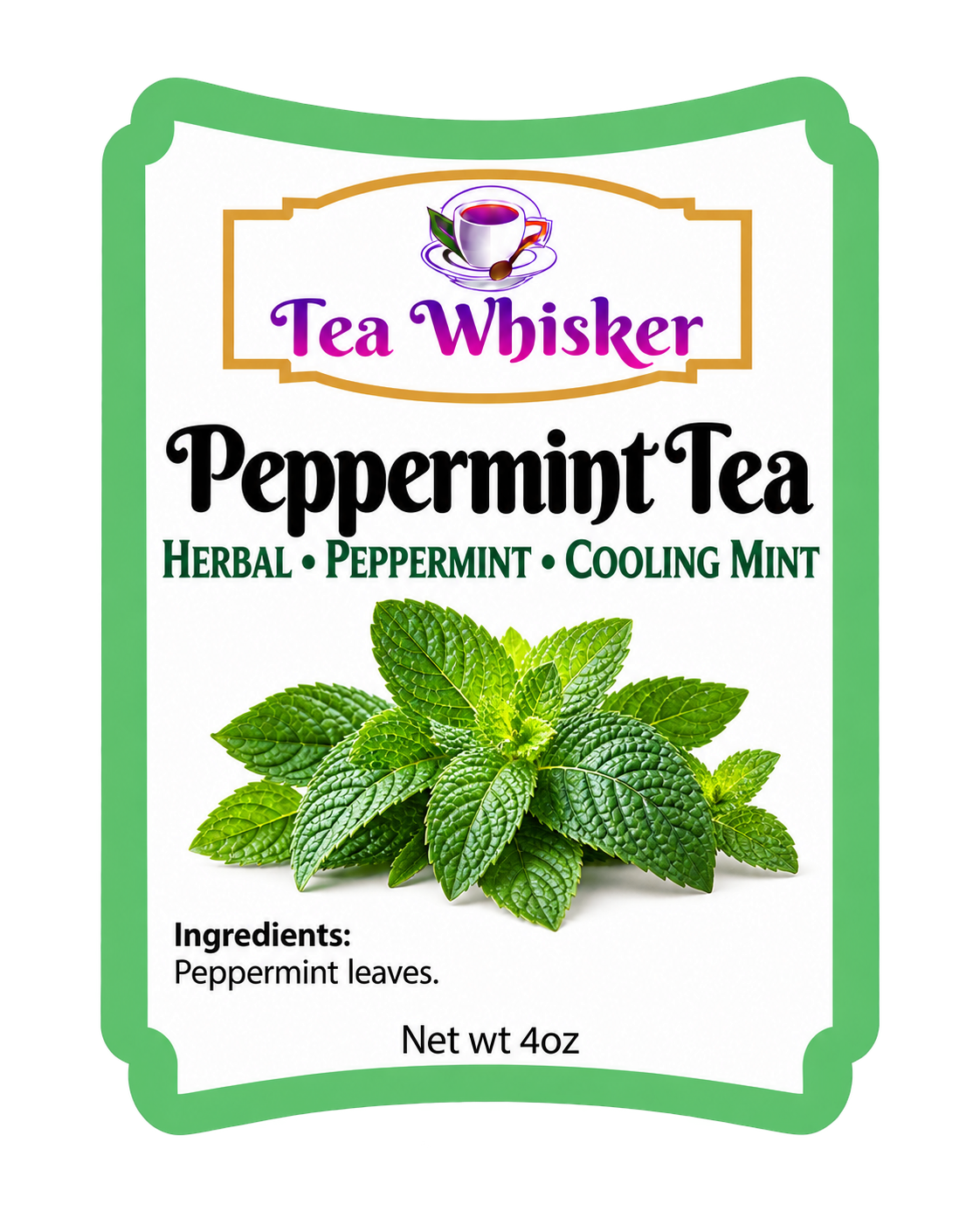 Tea Whisker Peppermint Tea product label