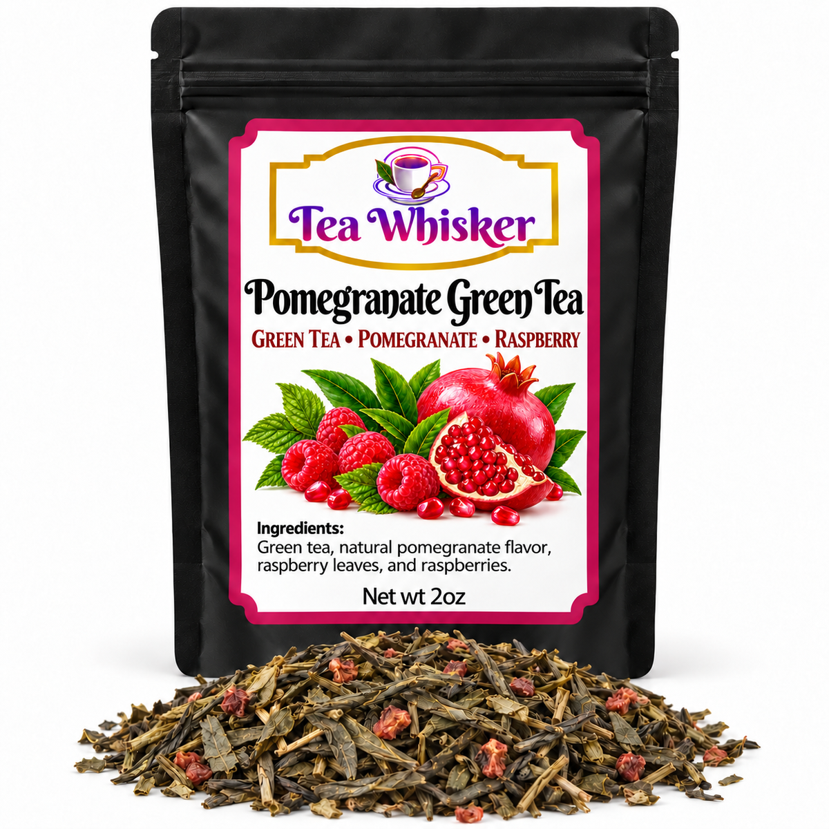 Pomegranate Green Tea 2 oz bag with tea