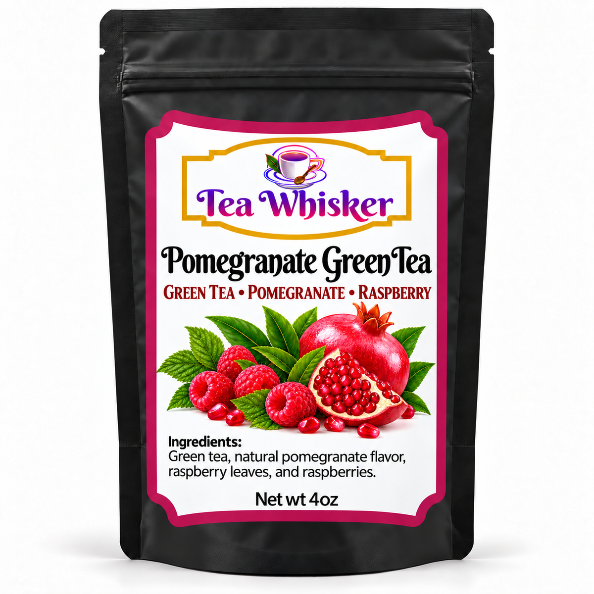 Pomegranate Green Tea 4 oz bag alone