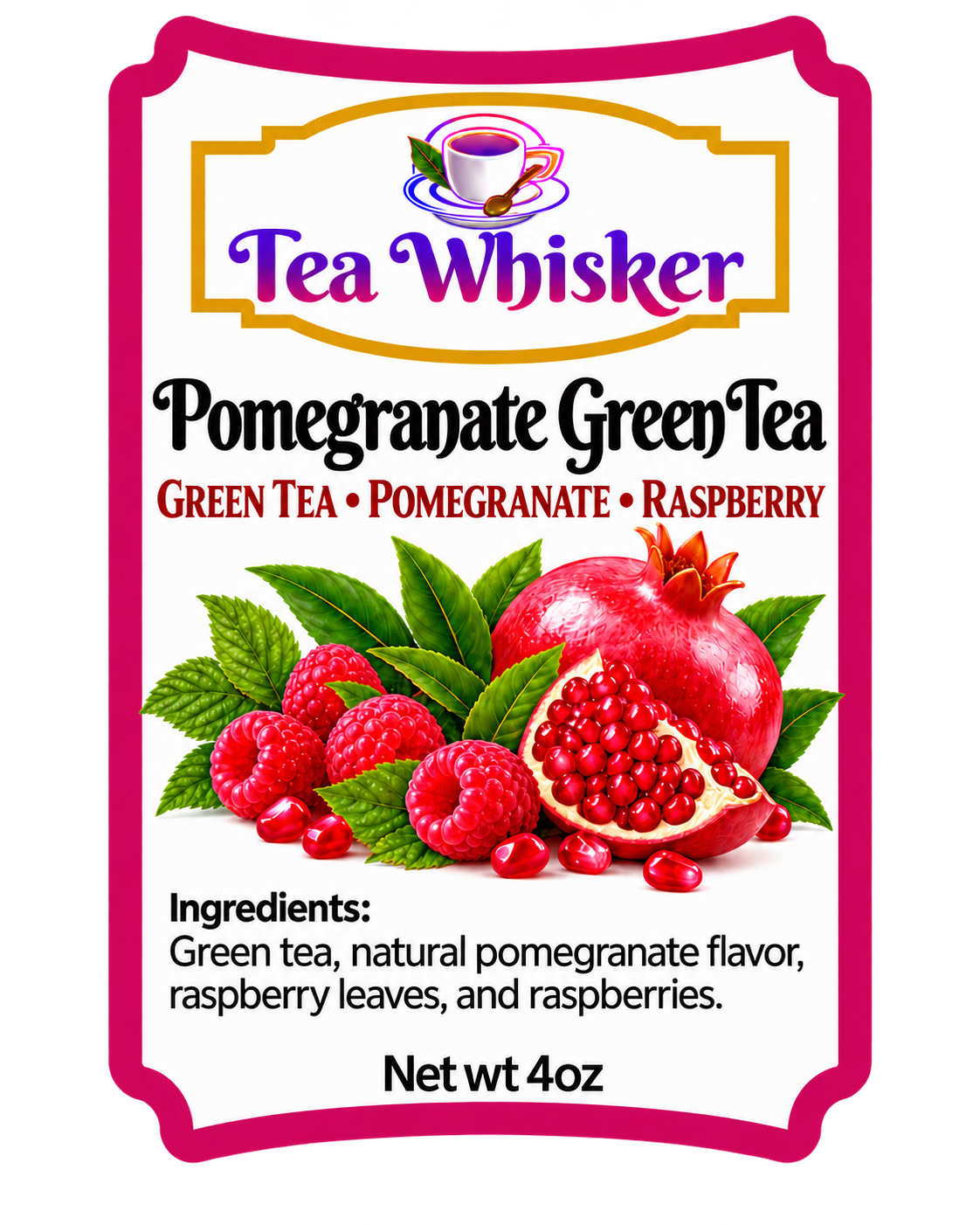 Pomegranate Green Tea 4 oz label