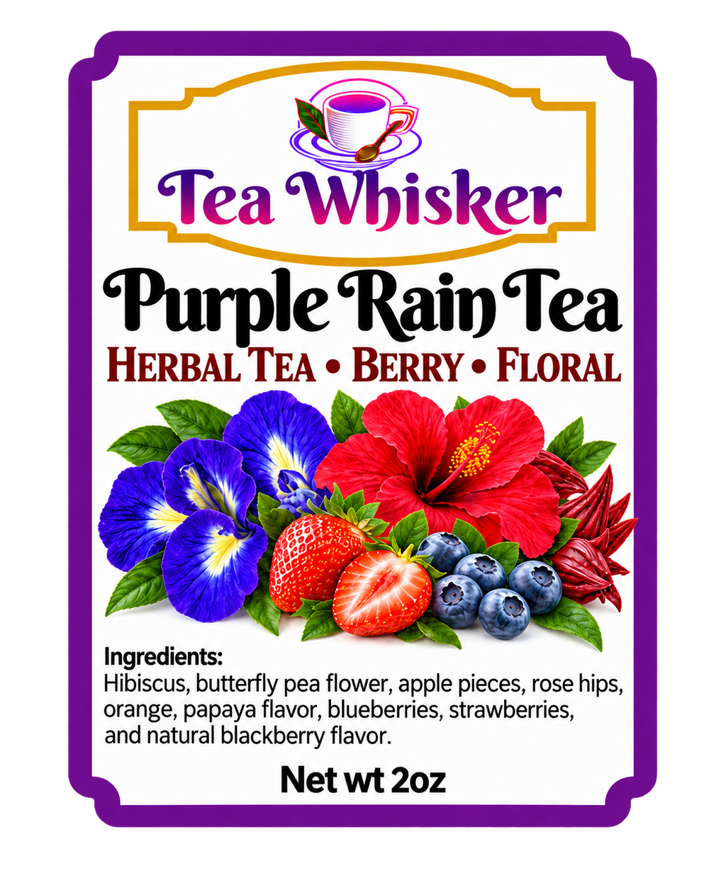 Purple Rain Tea 2 oz label