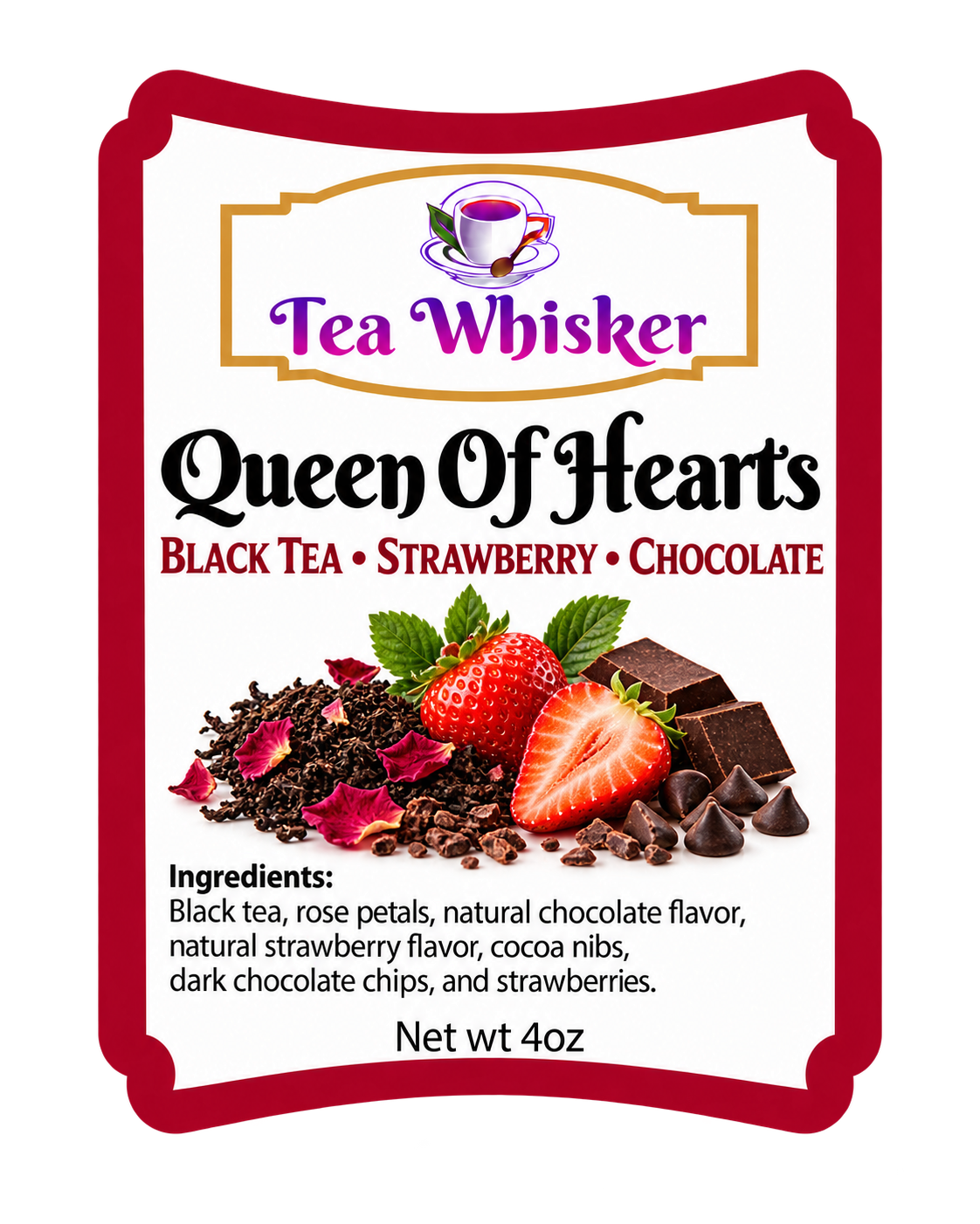 Tea Whisker Queen Of Hearts product label