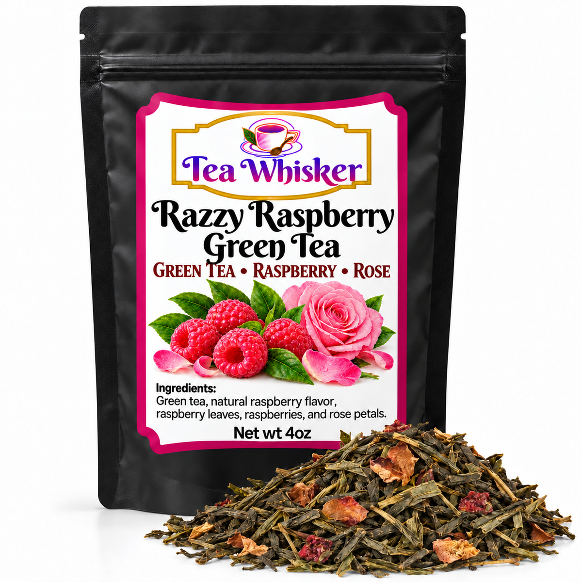 Razzy Raspberry Green Tea 4 oz bag-with-tea