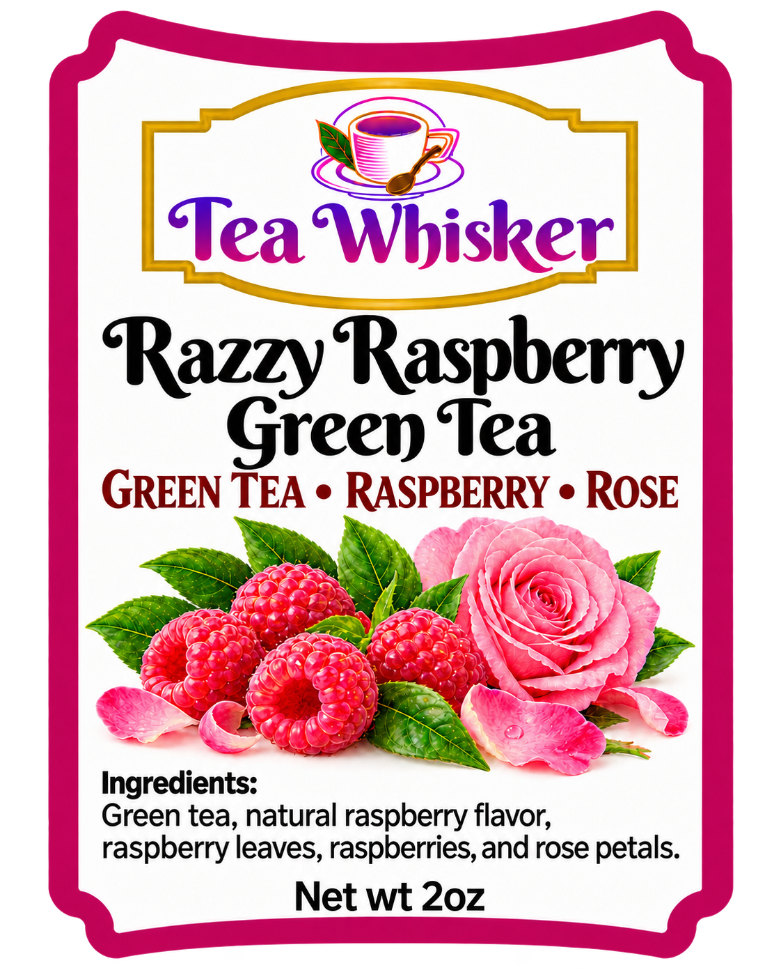 Razzy Raspberry Green Tea 2 oz label