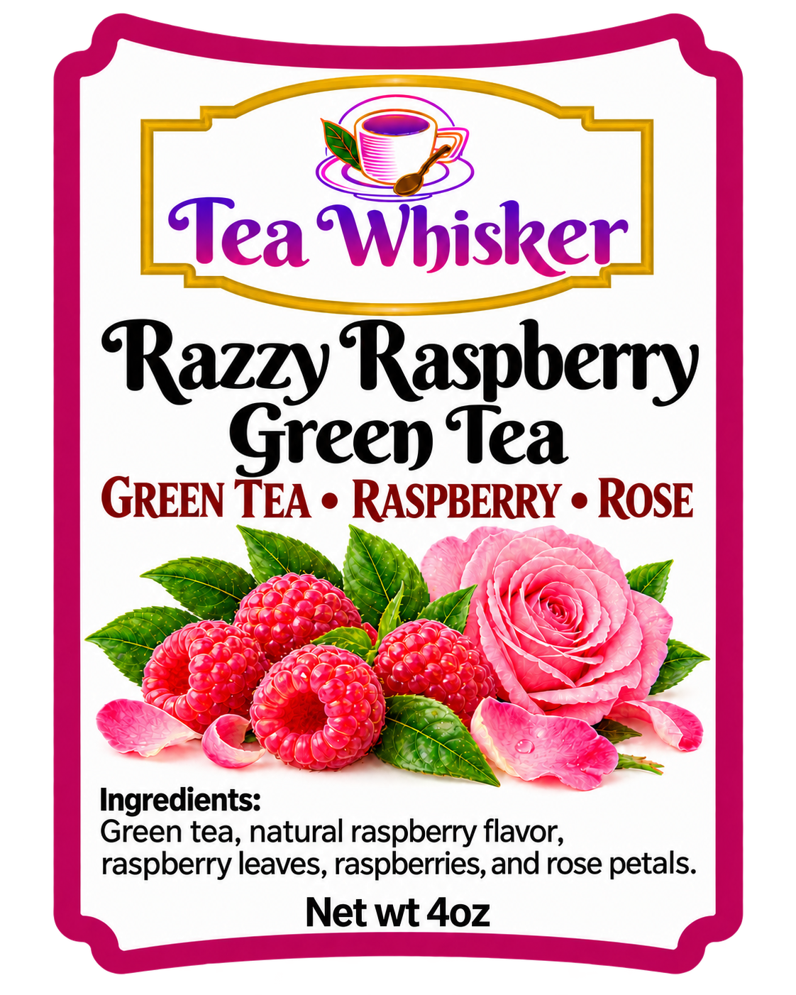 Razzy Raspberry Green Tea 4 oz label
