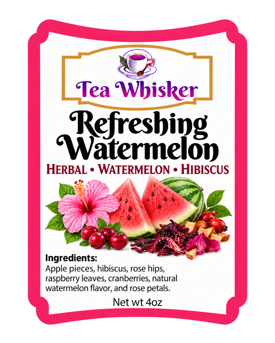 Tea Whisker Refreshing Watermelon product label