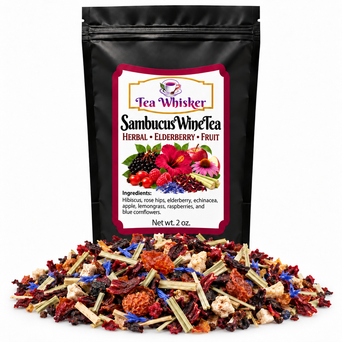 Sambucus Wine Tea 2 oz bag-with-tea