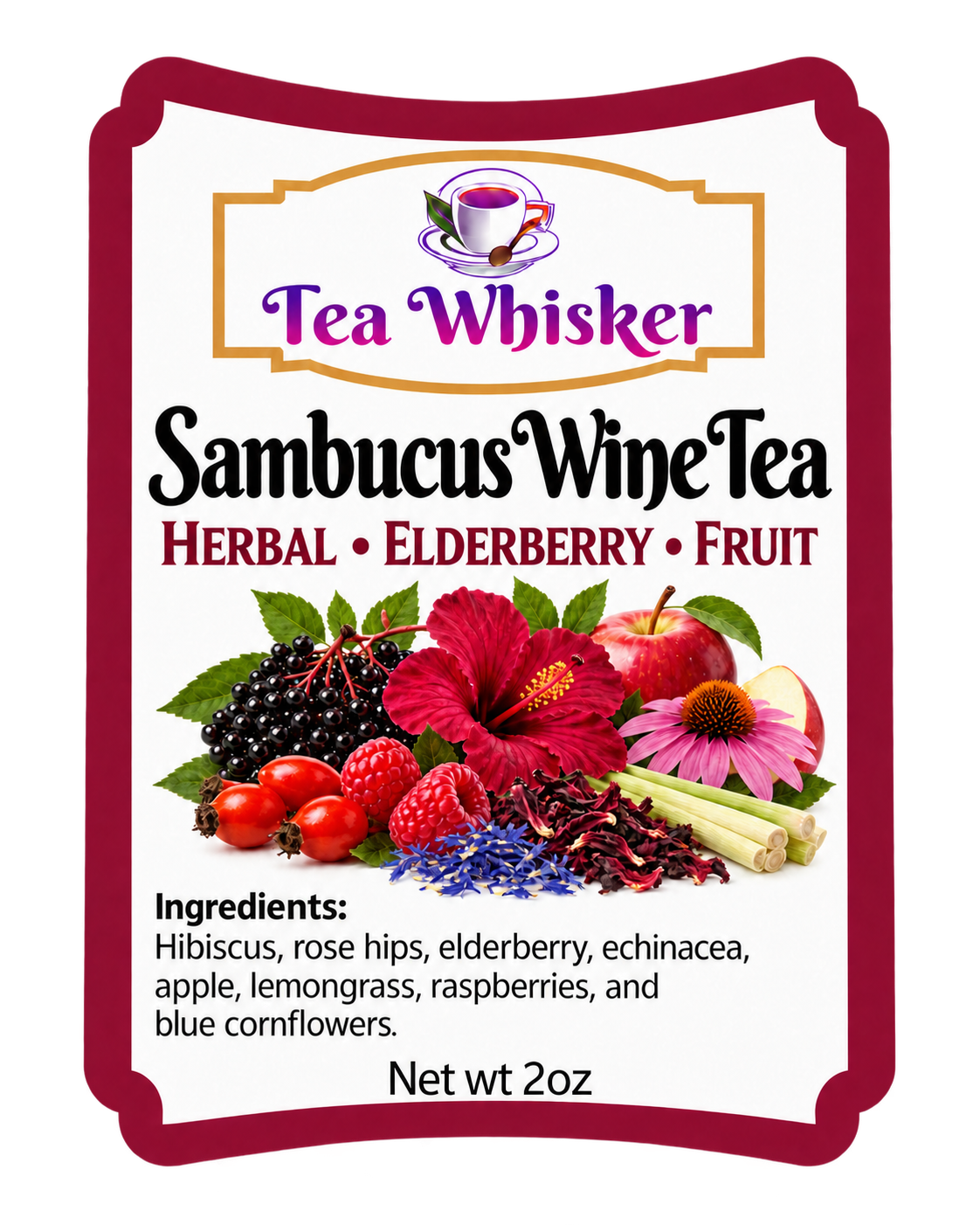 Sambucus Wine Tea 2 oz label