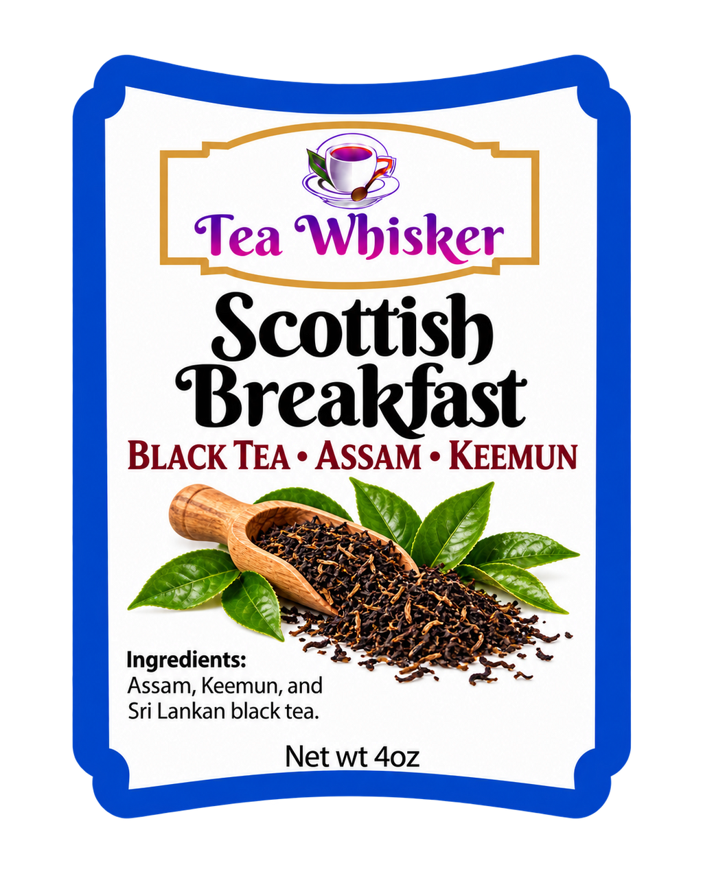 Tea Whisker Scottish Breakfast product label