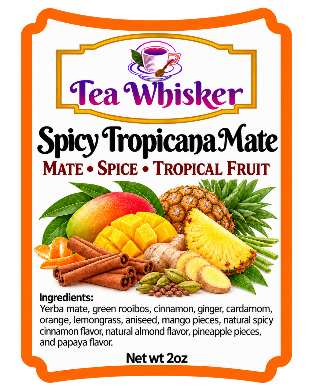 Spicy Tropicana Mate 2 oz label