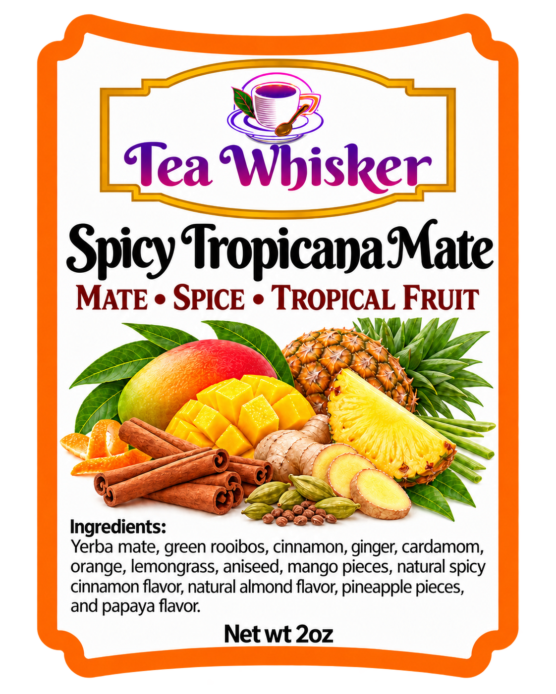 Spicy Tropicana Mate 2 oz label