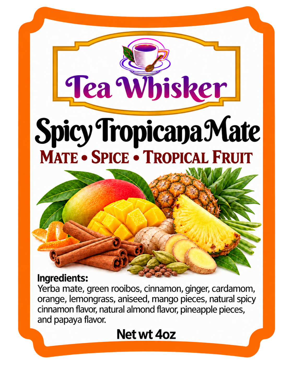 Spicy Tropicana Mate 4 oz label