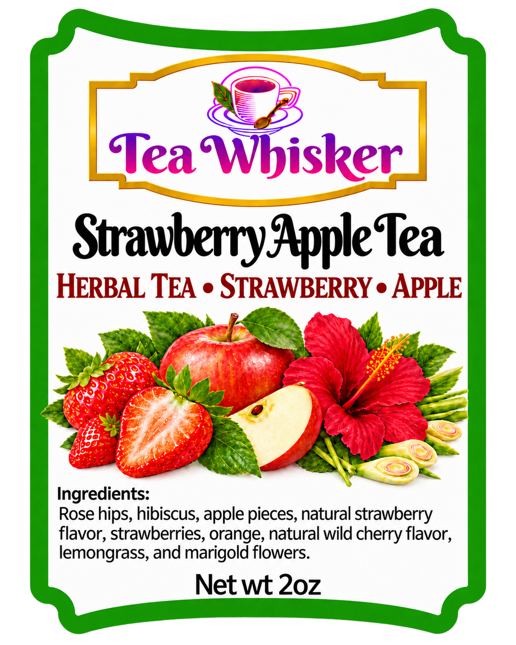 Strawberry Apple Tea 2 oz label