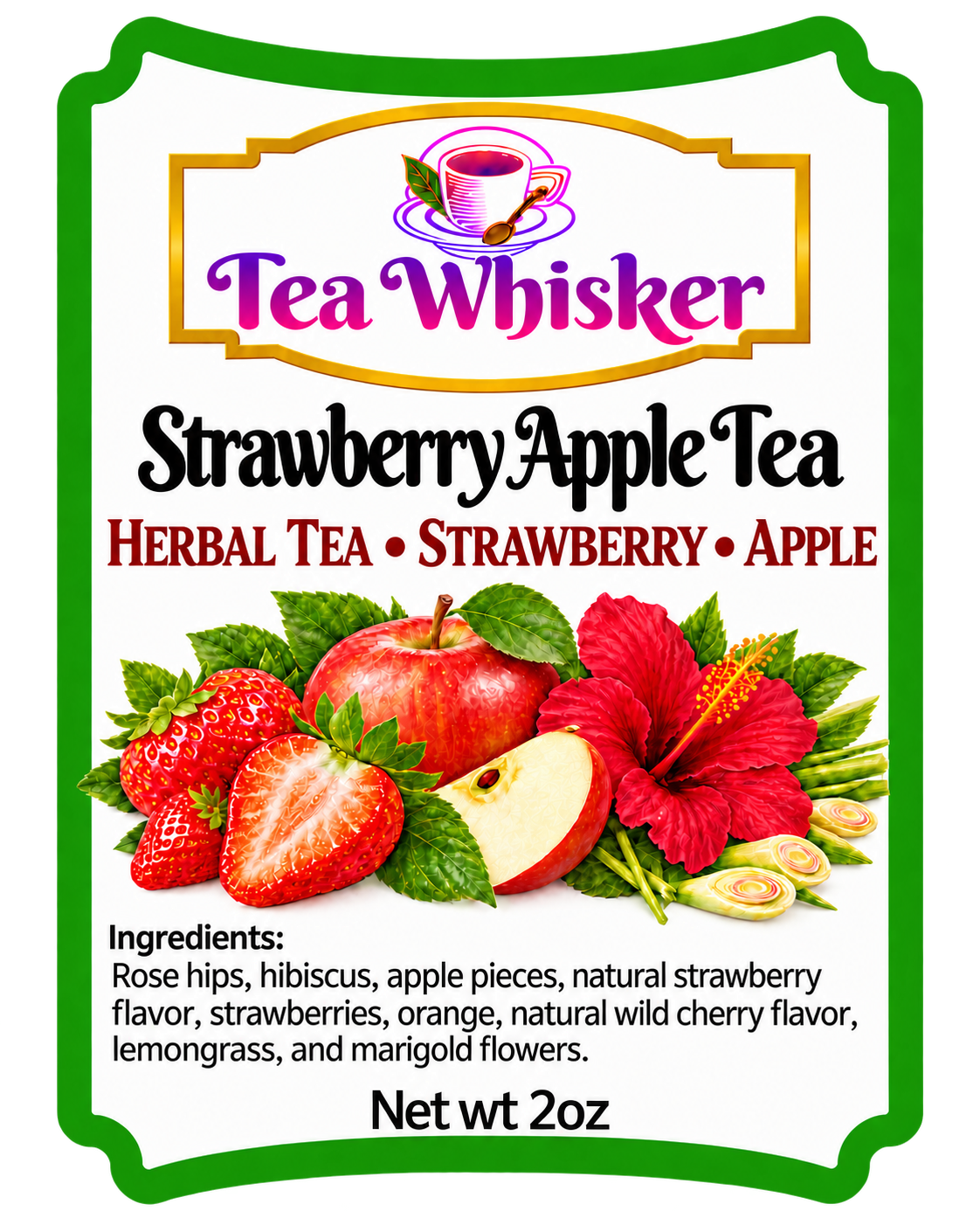 Strawberry Apple Tea 2 oz label