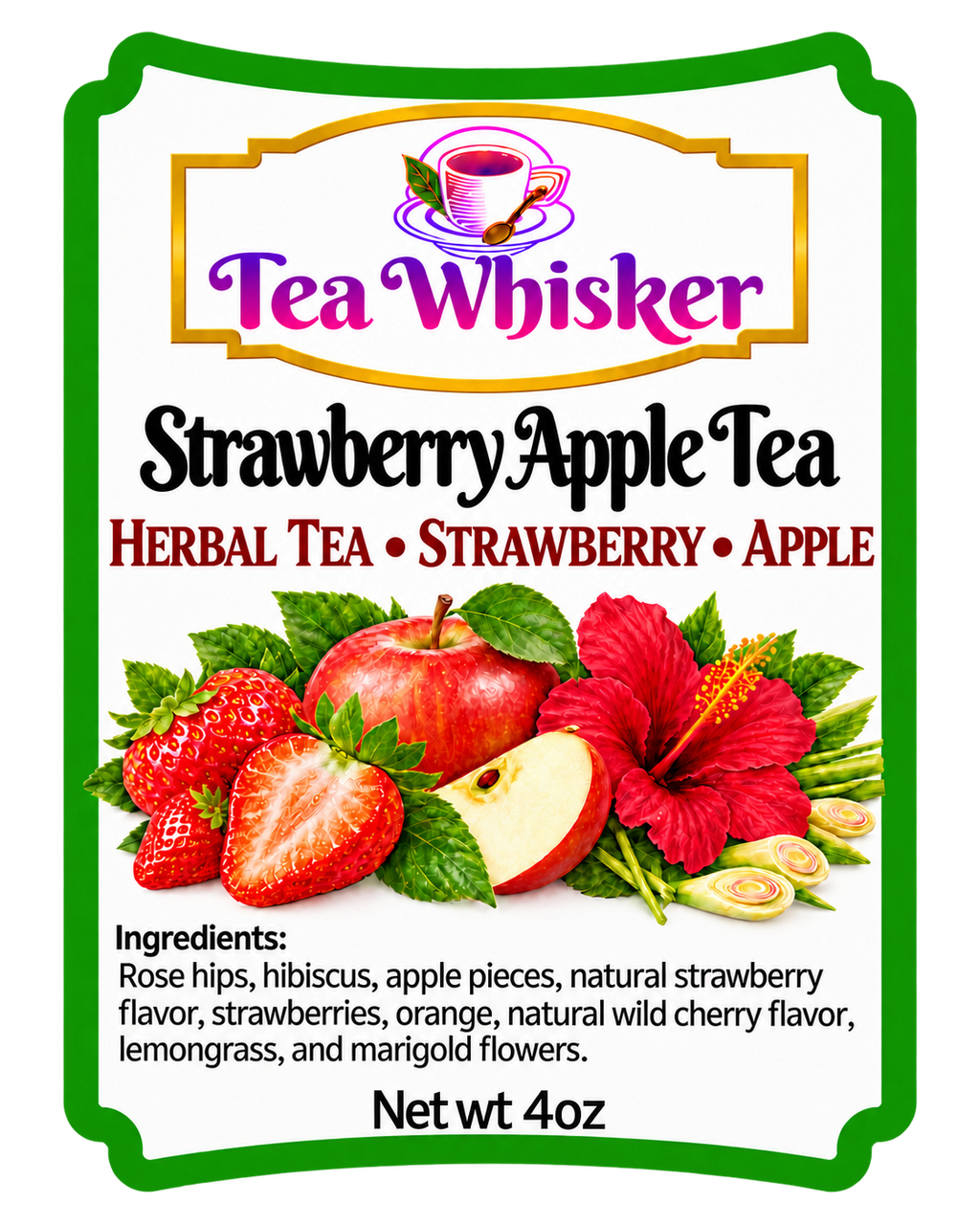 Strawberry Apple Tea 4 oz label