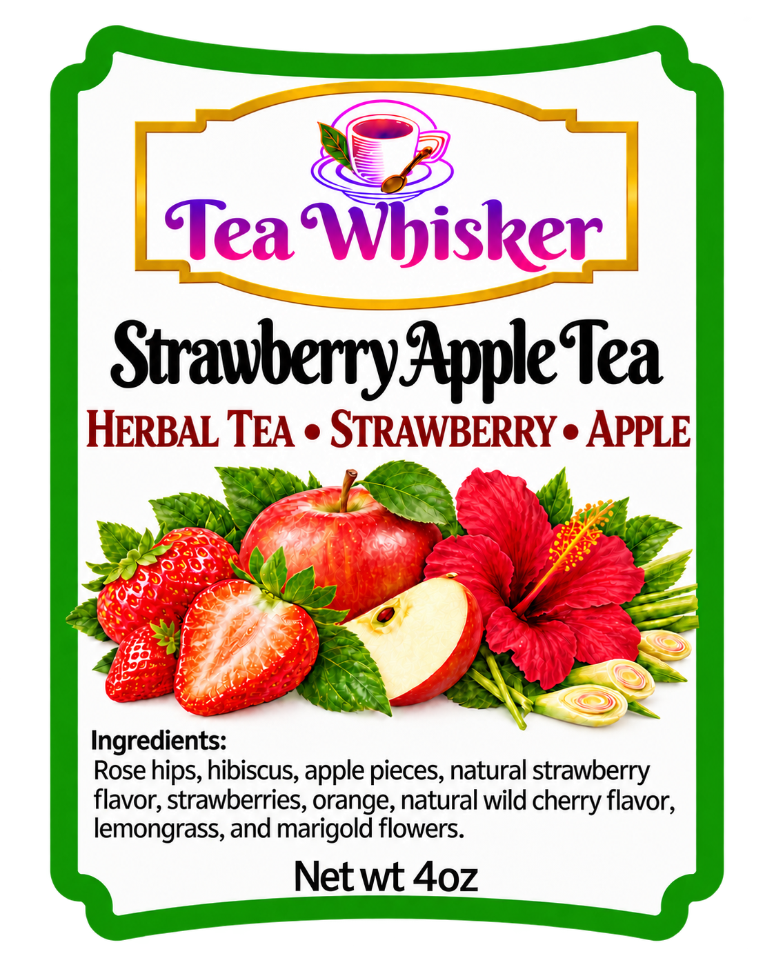 Strawberry Apple Tea 4 oz label
