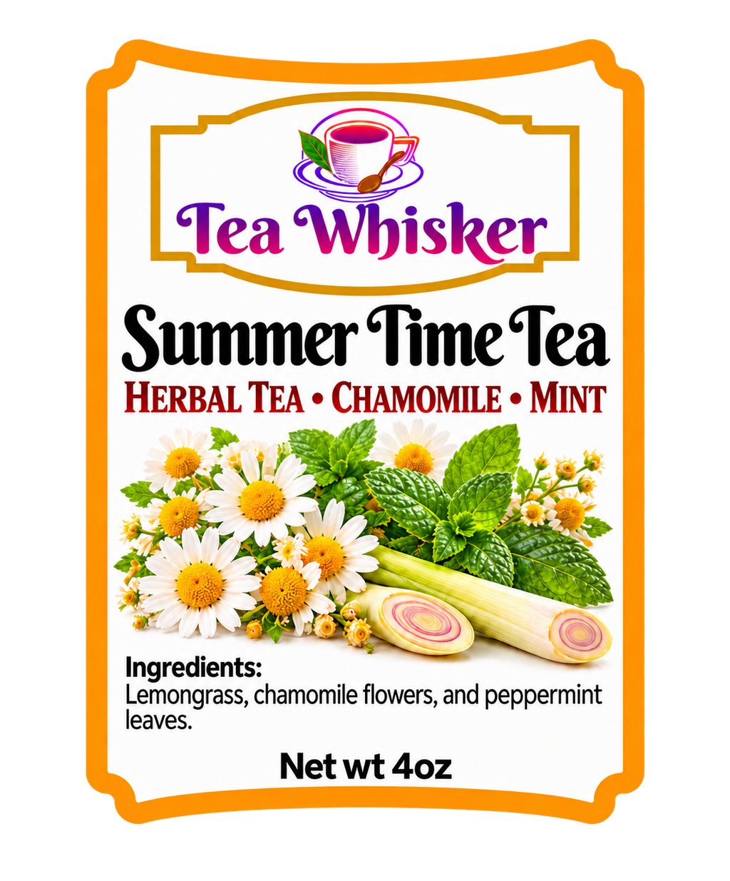 Summer Time Tea 4 oz label