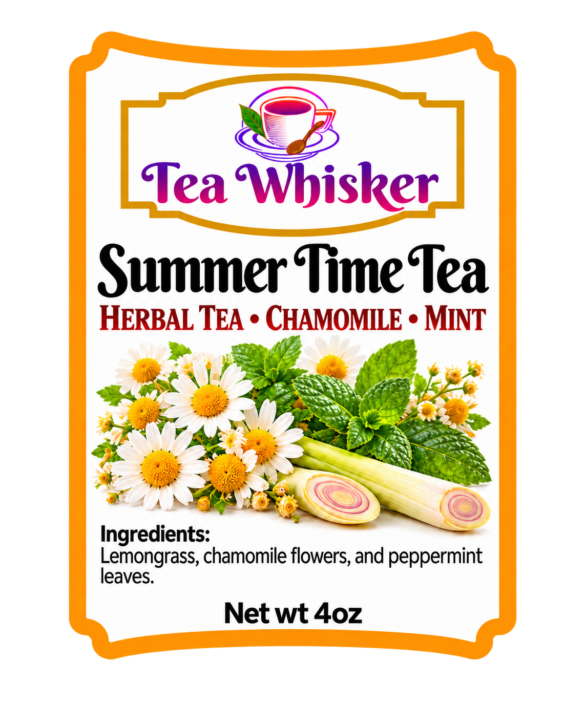 Summer Time Tea 4 oz label